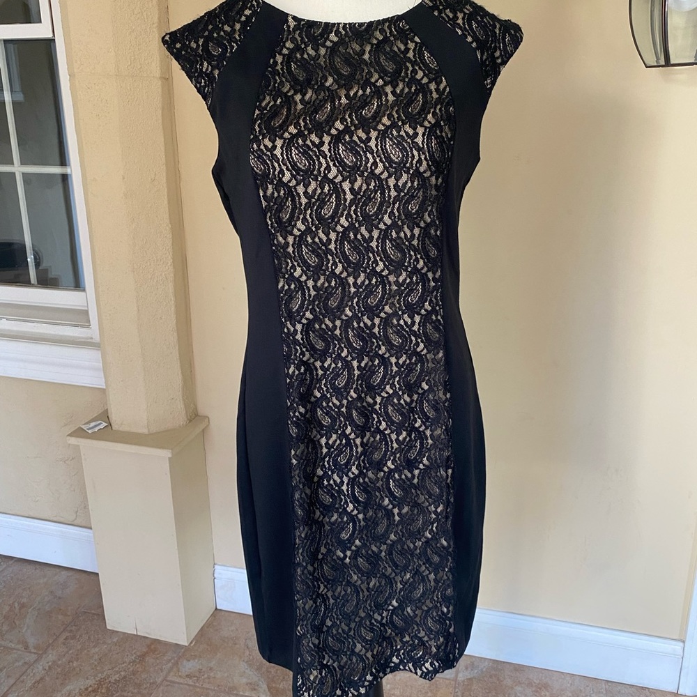 Black lace midi dress